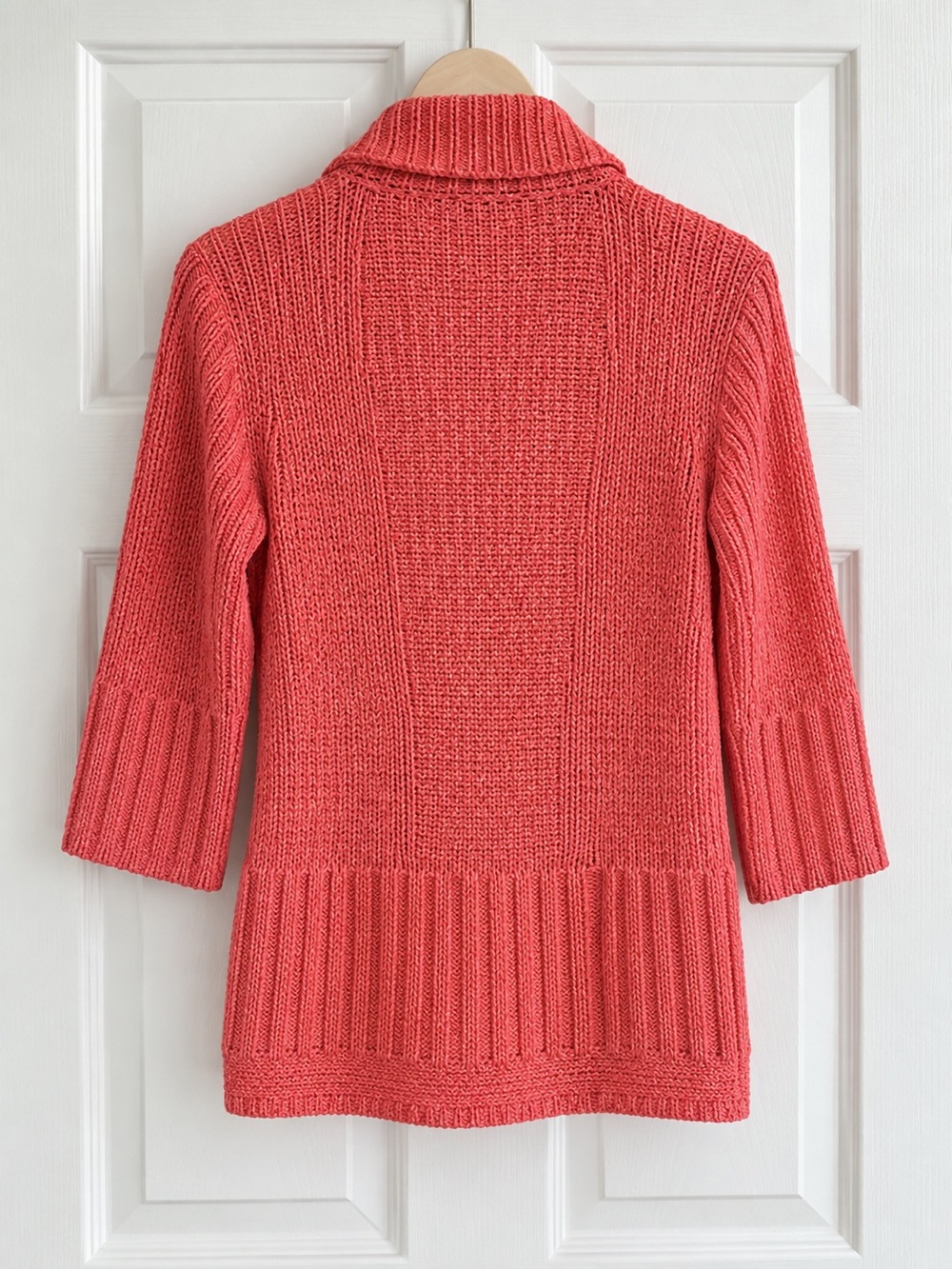 JH Collectibles Coral Knit Cardigan M Cotton Summer Tie Detail 3/4 Sleeves - Picture 2 of 7